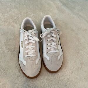Puma Classic White Sneakers with Brown Sole